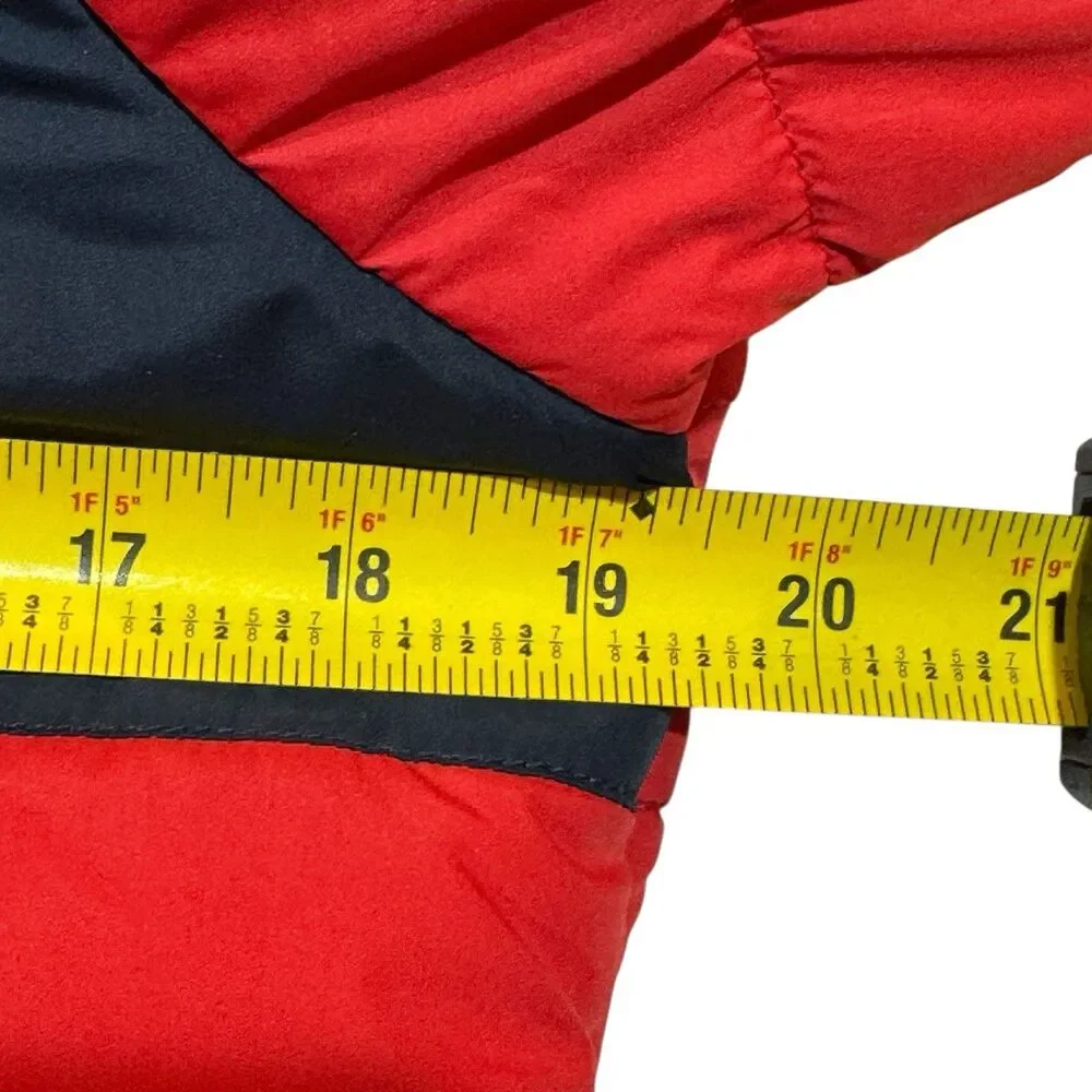Nautica Kids Puffer Jacket Hooded Winter Coat Red Blue‎ Size L 12/14 Spell Out